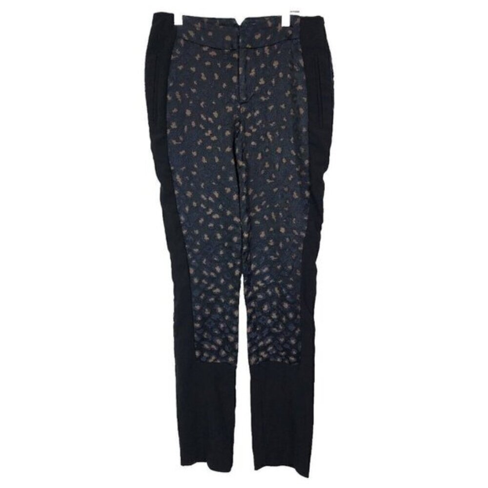 Marc By Marc‎ Jacobs Navy Blue Animal Print Skinny Jacquard Pants Size 0